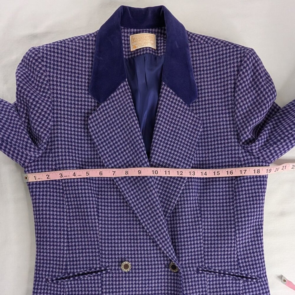 VTG Pendleton Purple Wool Houndstooth Blazer Plai… - image 7
